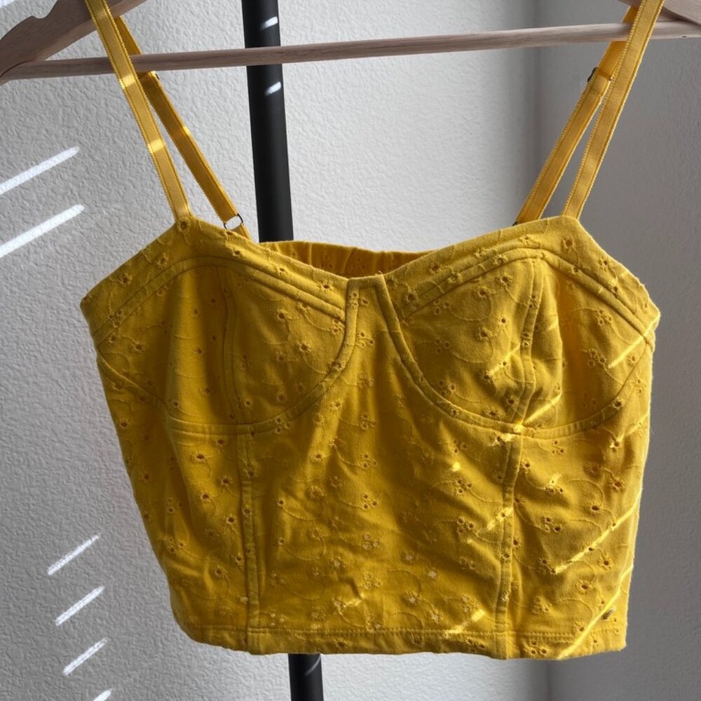 Denim & Supply Ralph Lauren Yellow Eyelet Bustier Crop Top – Size S
